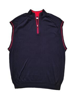 Cutter & Buck Men’s XL Sweater Vest Navy Pima Cotton 1/4 Zip Golf Preppy